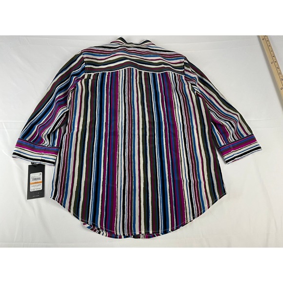JONES NEW YORK Women's Striped Button Down Shirt Top Blouse Petite Small PS - Picture 7 of 9